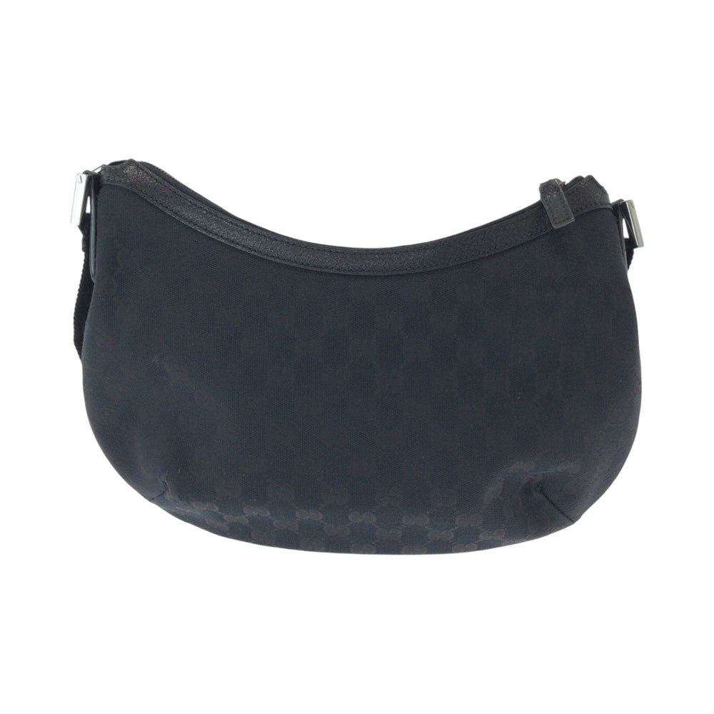 GUCCI Shoulder Bag 131092 GG canvas Black SilverMetal Shoulder Bag pochette Women Used Authentic