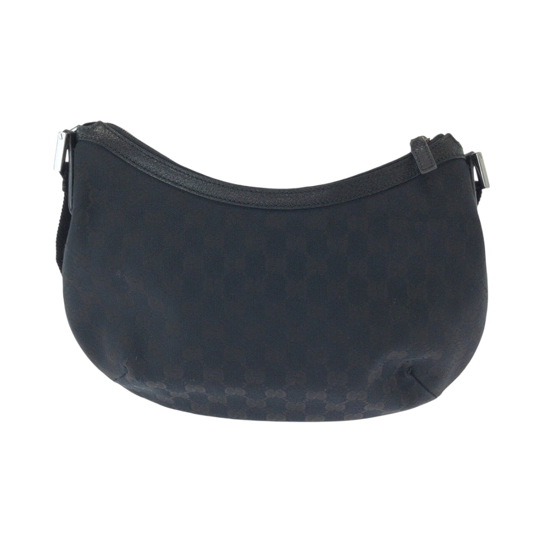 GUCCI Shoulder Bag 131092 GG canvas Black SilverMetal Shoulder Bag pochette Women Used Authentic