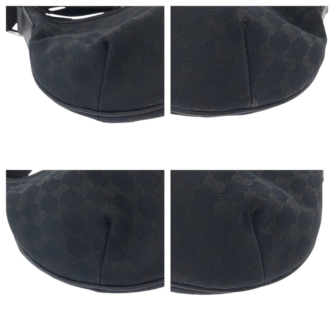 GUCCI Shoulder Bag 131092 GG canvas Black SilverMetal Shoulder Bag pochette Women Used Authentic