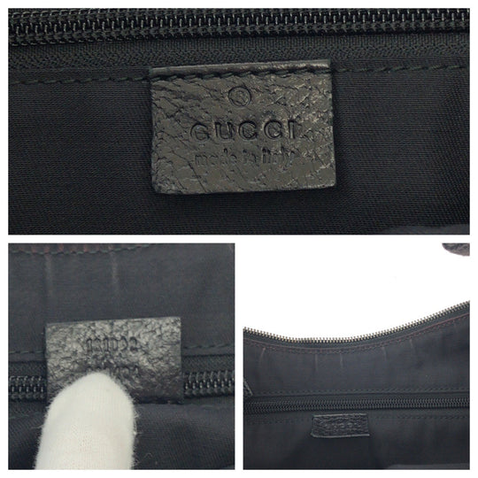 GUCCI Shoulder Bag 131092 GG canvas Black SilverMetal Shoulder Bag pochette Women Used Authentic