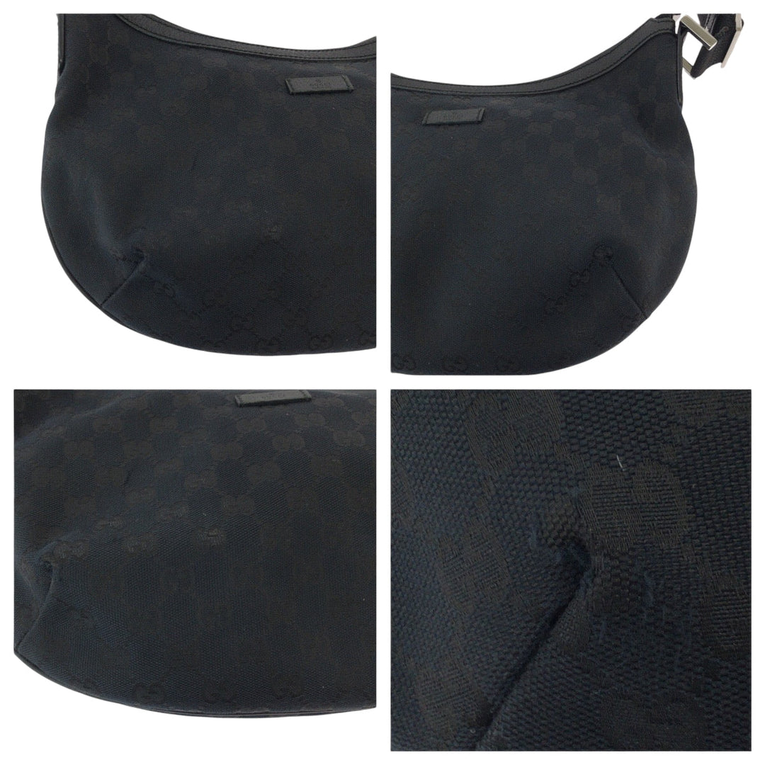 GUCCI Shoulder Bag 131092 GG canvas Black SilverMetal Shoulder Bag pochette Women Used Authentic