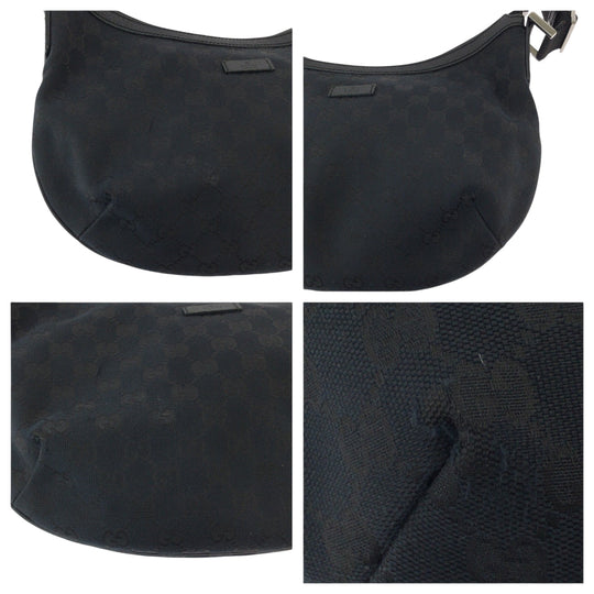 GUCCI Shoulder Bag 131092 GG canvas Black SilverMetal Shoulder Bag pochette Women Used Authentic