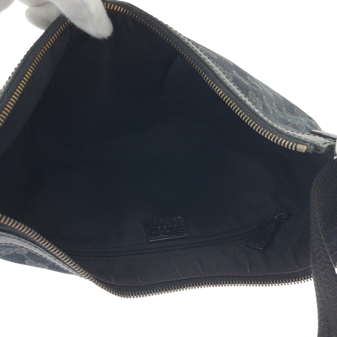 GUCCI Shoulder Bag 131092 GG canvas Black SilverMetal Shoulder Bag pochette Women Used Authentic