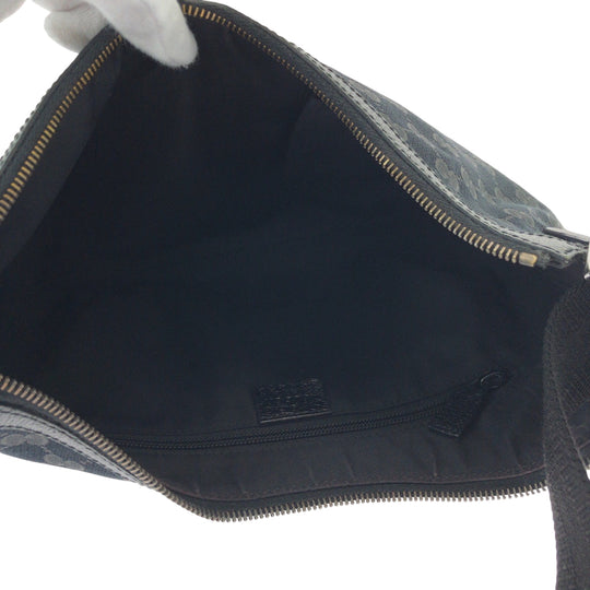 GUCCI Shoulder Bag 131092 GG canvas Black SilverMetal Shoulder Bag pochette Women Used Authentic