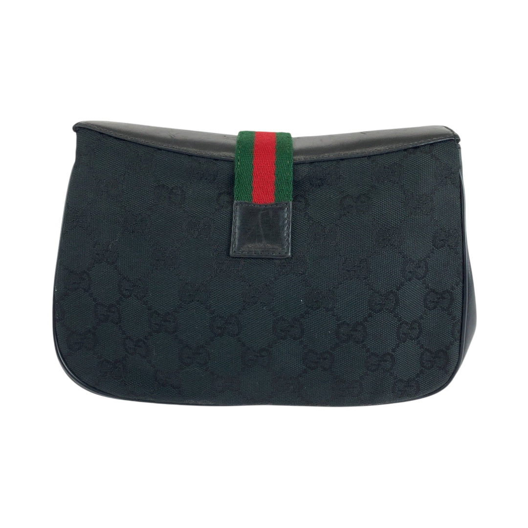 GUCCI Shoulder Bag 10 02 024 GG canvas, leather Black GoldMetal Shoulder Bag pochette Old Gucci Shelly Line Women Used Authentic