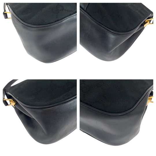 GUCCI Shoulder Bag 10 02 024 GG canvas, leather Black GoldMetal Shoulder Bag pochette Old Gucci Shelly Line Women Used Authentic