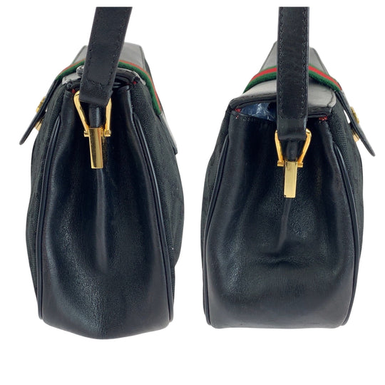 GUCCI Shoulder Bag 10 02 024 GG canvas, leather Black GoldMetal Shoulder Bag pochette Old Gucci Shelly Line Women Used Authentic