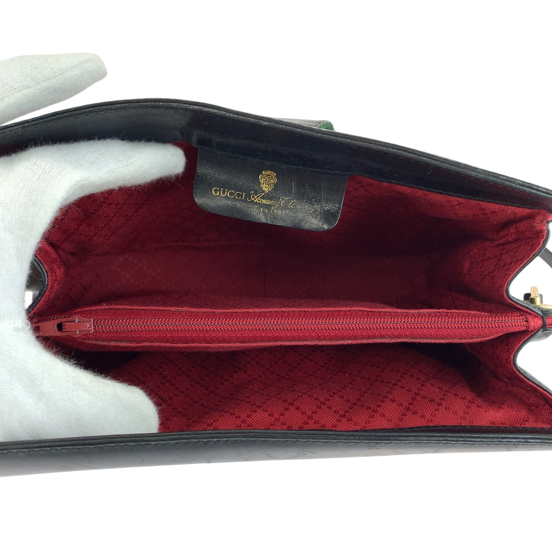 GUCCI Shoulder Bag 10 02 024 GG canvas, leather Black GoldMetal Shoulder Bag pochette Old Gucci Shelly Line Women Used Authentic