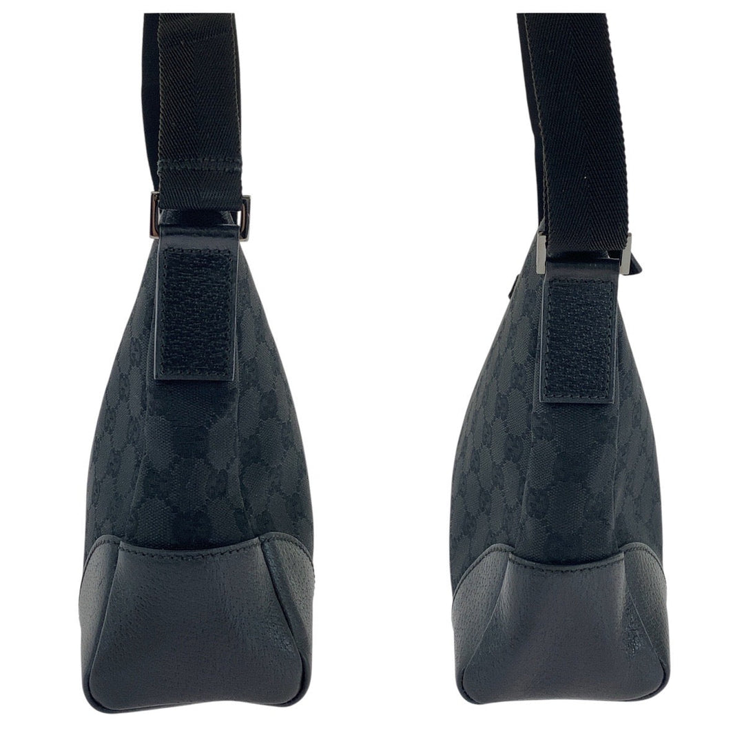 GUCCI Shoulder Bag 114273 GG canvas, leather Black black Shoulder Bag Messenger bag Women Used Authentic