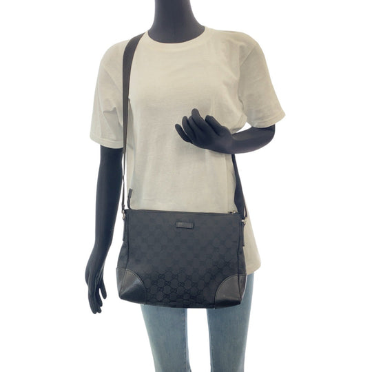 GUCCI Shoulder Bag 114273 GG canvas, leather Black black Shoulder Bag Messenger bag Women Used Authentic