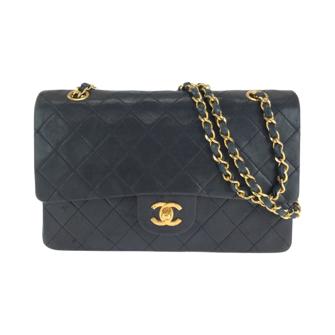 CHANEL Shoulder Bag lambskin Black GoldMetal matelasse 25 double flap COCO Mark Turnlock