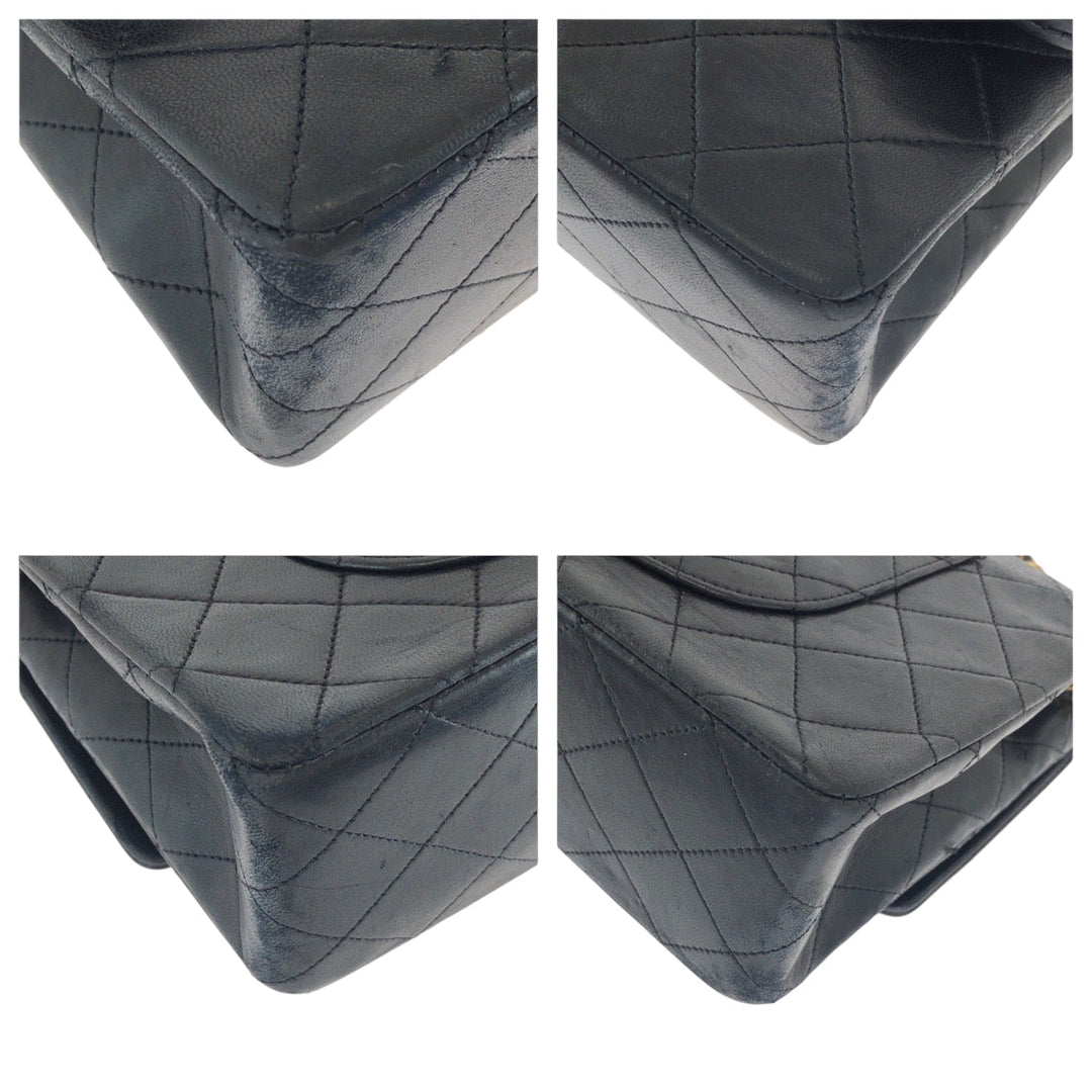 CHANEL Shoulder Bag lambskin Black GoldMetal matelasse 25 double flap COCO Mark Turnlock