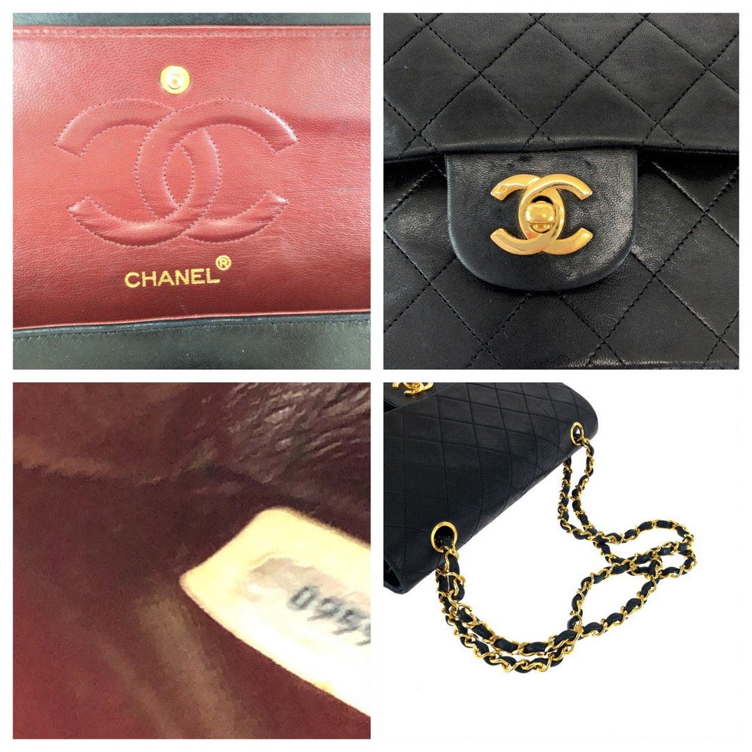 CHANEL Shoulder Bag lambskin Black GoldMetal matelasse 25 double flap COCO Mark Turnlock