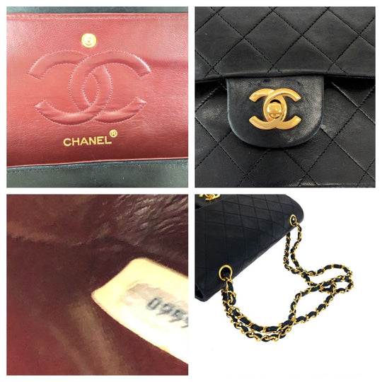 CHANEL Shoulder Bag lambskin Black GoldMetal matelasse 25 double flap COCO Mark Turnlock