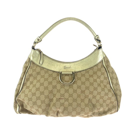 GUCCI Shoulder Bag 189833 GG canvas Beige Gold GoldMetal Hobo One Shoulder Bag Abbey Women Used Authentic