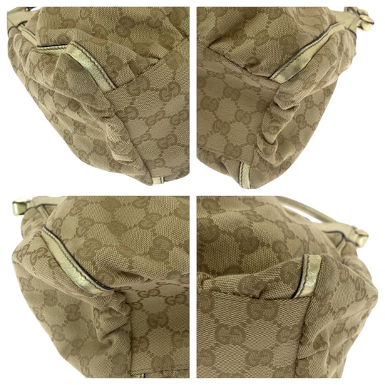 GUCCI Shoulder Bag 189833 GG canvas Beige Gold GoldMetal Hobo One Shoulder Bag Abbey Women Used Authentic
