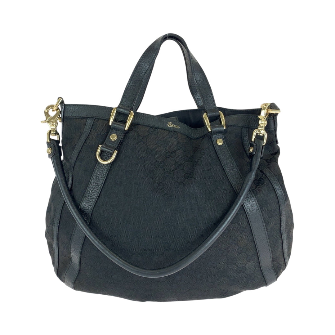 GUCCI Shoulder Bag 130734 GG canvas Black SilverMetal One Shoulder Bag Handbag 2way Women Used Authentic