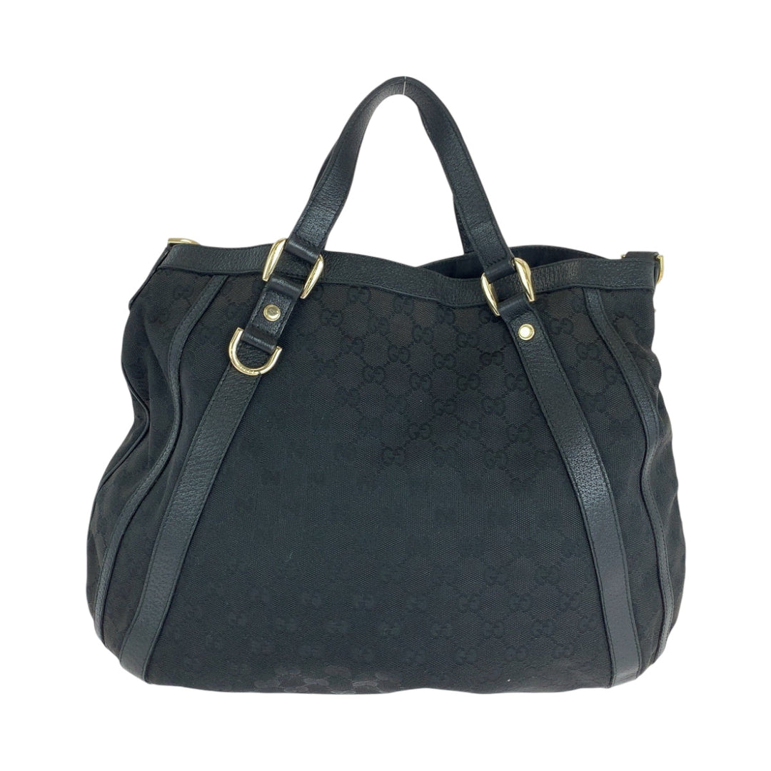 GUCCI Shoulder Bag 130734 GG canvas Black SilverMetal One Shoulder Bag Handbag 2way Women Used Authentic