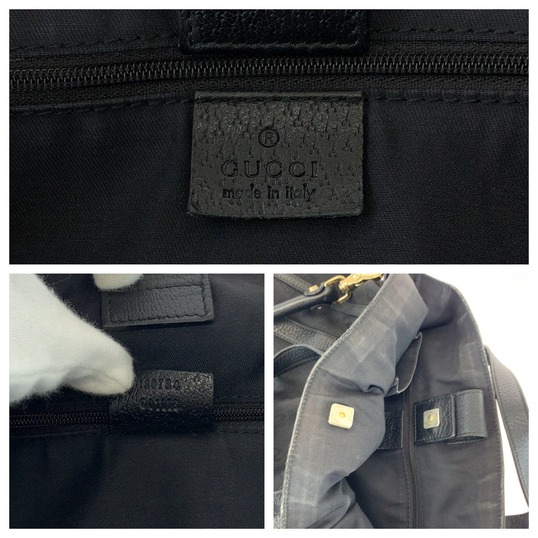 GUCCI Shoulder Bag 130734 GG canvas Black SilverMetal One Shoulder Bag Handbag 2way Women Used Authentic