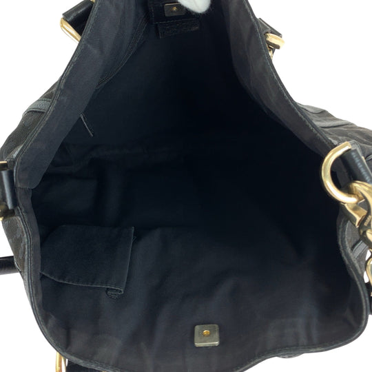 GUCCI Shoulder Bag 130734 GG canvas Black SilverMetal One Shoulder Bag Handbag 2way Women Used Authentic