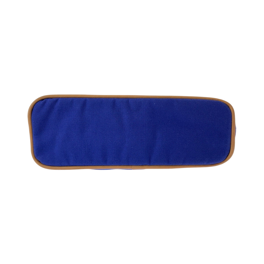 HERMES Pouch cotton Blue Brown SilverMetal Pouch Cosmetics Pouch Bored Women Used Authentic