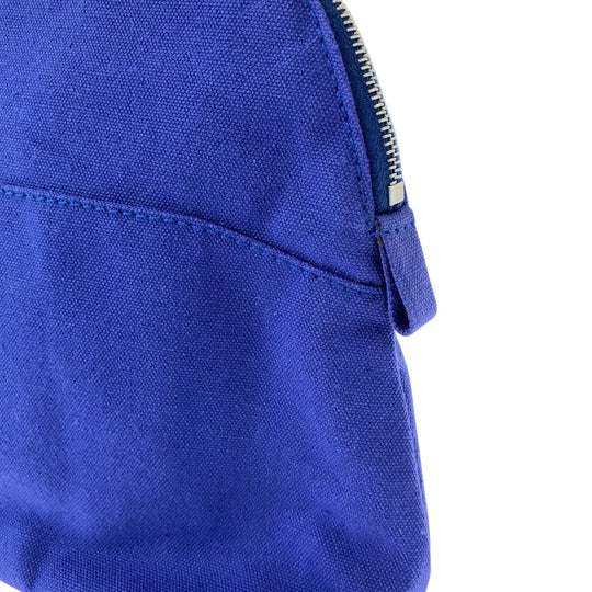 HERMES Pouch cotton Blue Brown SilverMetal Pouch Cosmetics Pouch Bored Women Used Authentic