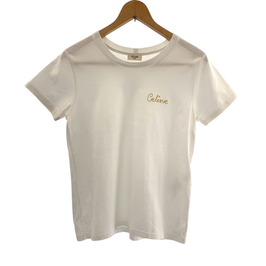 CELINE Short sleeve T-shirt 2X351501F cotton White gold Short sleeve T-shirt Embroidery Women XS Used Authentic