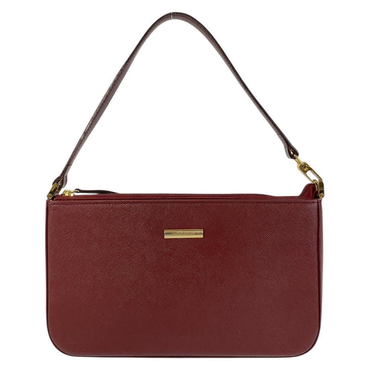 BURBERRY Shoulder Bag leather Bold GoldMetal Check Pattern Women Used Authentic