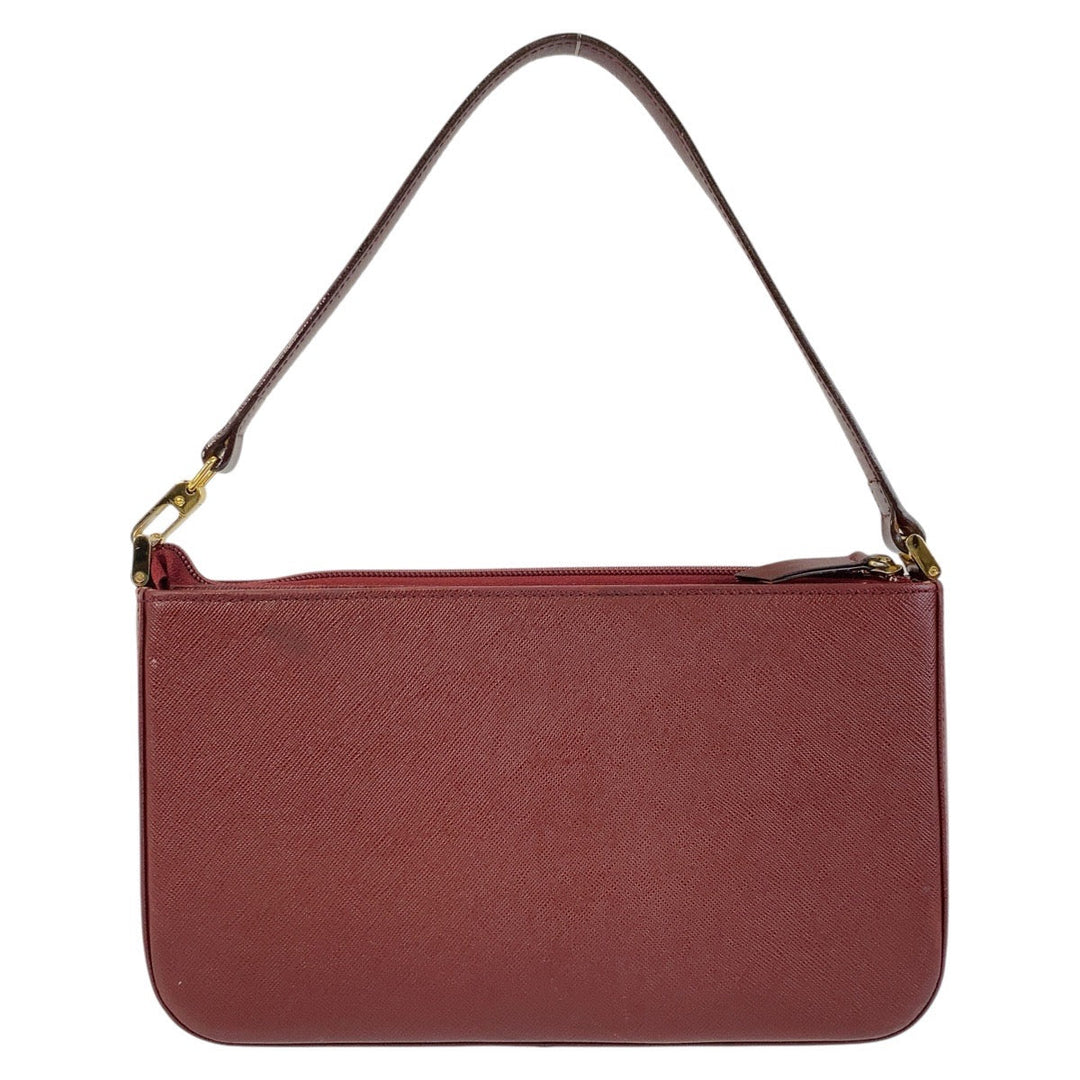 BURBERRY Shoulder Bag leather Bold GoldMetal Check Pattern Women Used Authentic