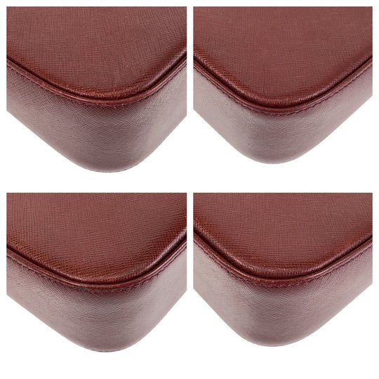 BURBERRY Shoulder Bag leather Bold GoldMetal Check Pattern Women Used Authentic