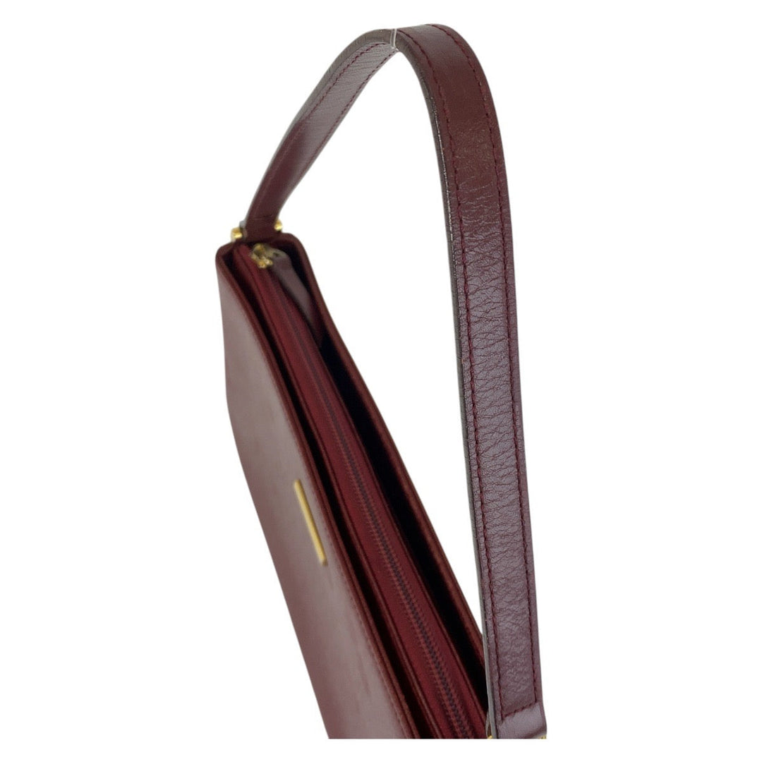 BURBERRY Shoulder Bag leather Bold GoldMetal Check Pattern Women Used Authentic