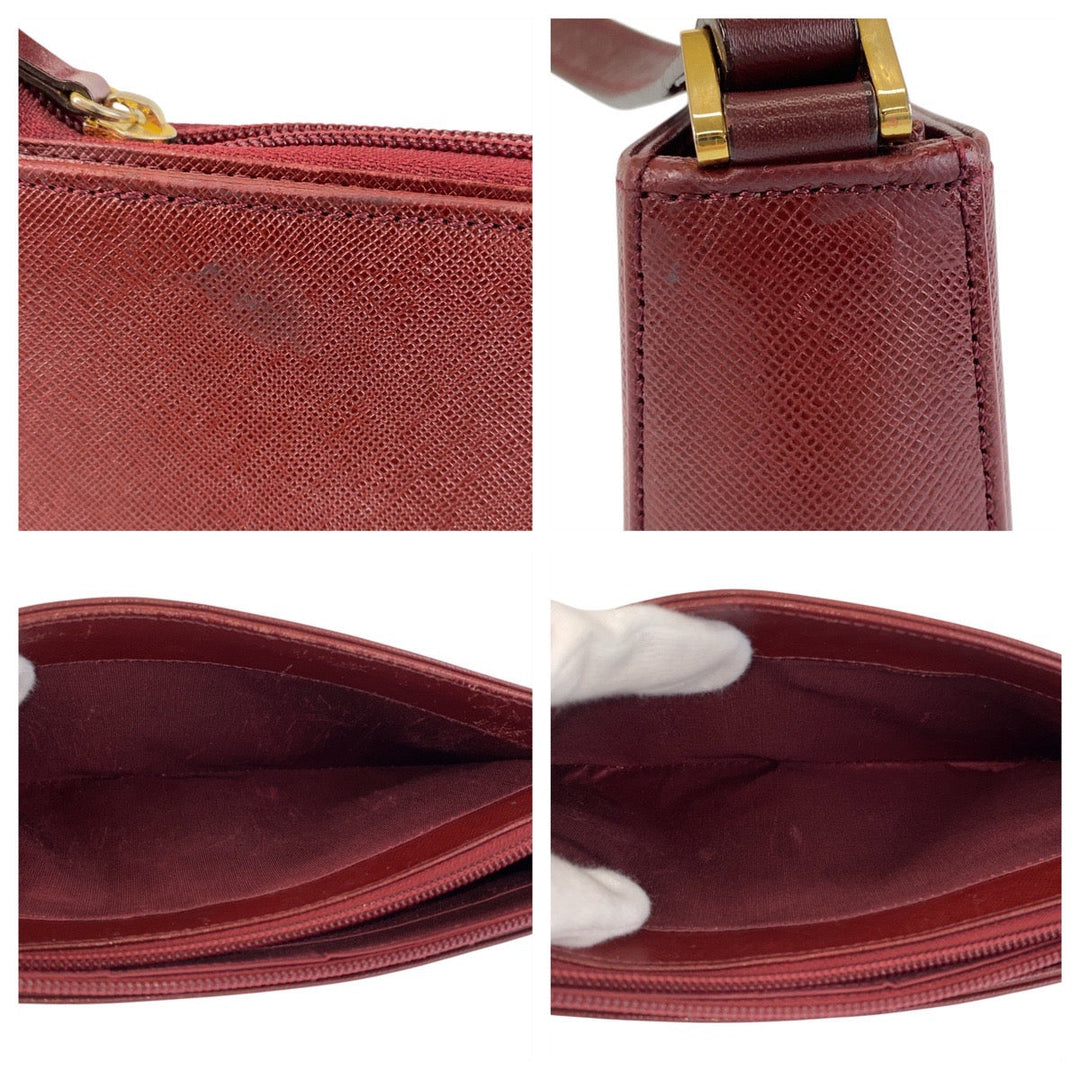 BURBERRY Shoulder Bag leather Bold GoldMetal Check Pattern Women Used Authentic