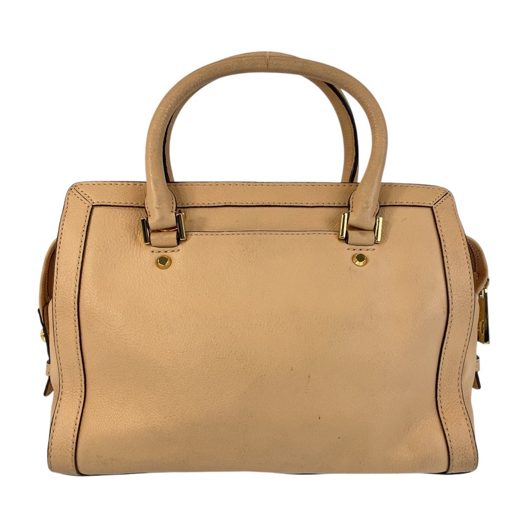 MICHAEL KORS Handbag leather Beige Gold Metal Handbag Shoulder Bag 2way Women Used Authentic