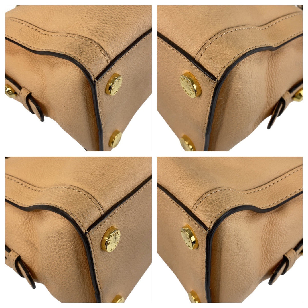 MICHAEL KORS Handbag leather Beige Gold Metal Handbag Shoulder Bag 2way Women Used Authentic