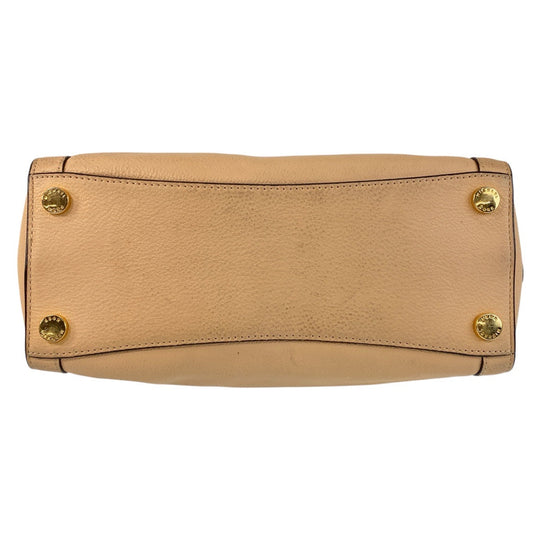 MICHAEL KORS Handbag leather Beige Gold Metal Handbag Shoulder Bag 2way Women Used Authentic