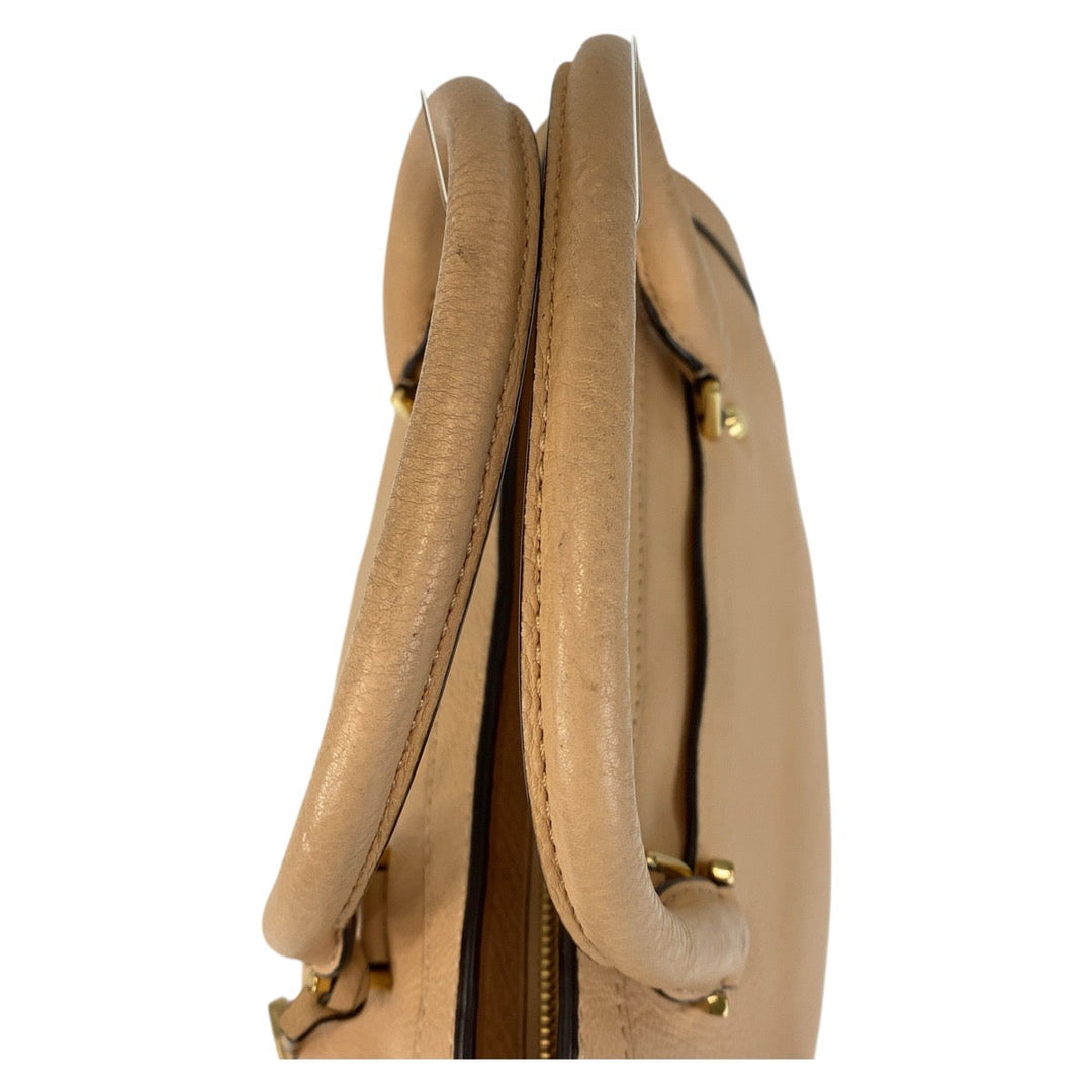 MICHAEL KORS Handbag leather Beige Gold Metal Handbag Shoulder Bag 2way Women Used Authentic