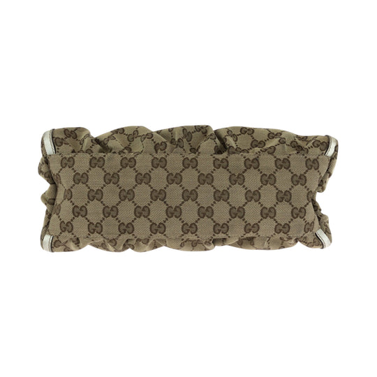 GUCCI Shoulder Bag 190525 GG canvas Beige White Gold Metal Hobo One Shoulder Bag Abbey Women Used Authentic