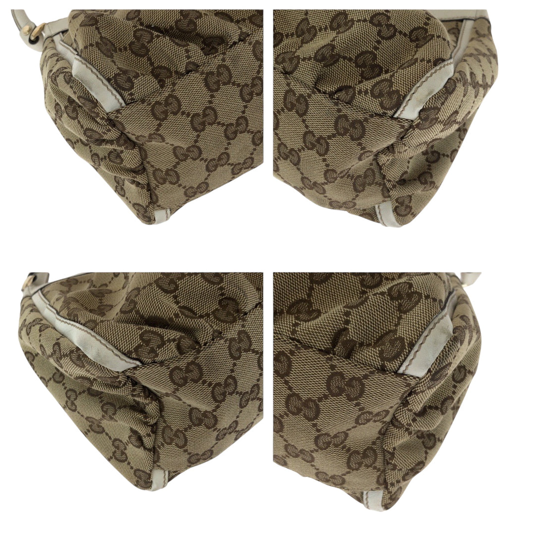 GUCCI Shoulder Bag 190525 GG canvas Beige White Gold Metal Hobo One Shoulder Bag Abbey Women Used Authentic