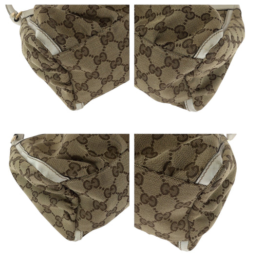 GUCCI Shoulder Bag 190525 GG canvas Beige White Gold Metal Hobo One Shoulder Bag Abbey Women Used Authentic