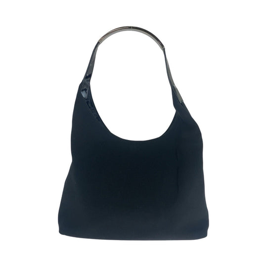 GUCCI Shoulder Bag 001 3297 Canvas, enamel Black SilverMetal Hobo Women Used Authentic