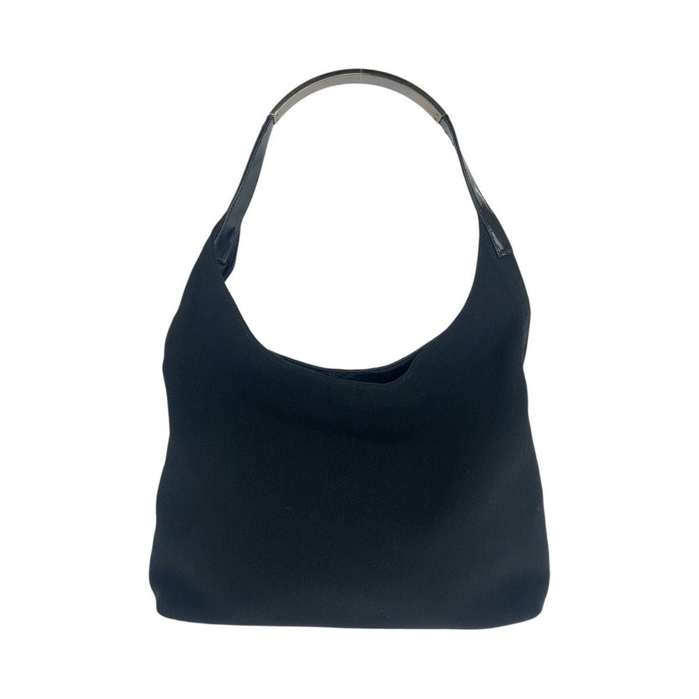 GUCCI Shoulder Bag 001 3297 Canvas, enamel Black SilverMetal Hobo Women Used Authentic