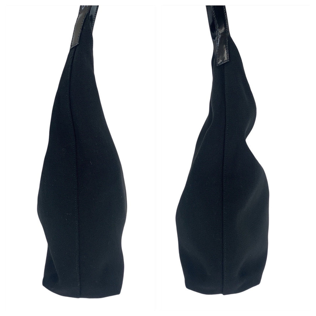 GUCCI Shoulder Bag 001 3297 Canvas, enamel Black SilverMetal Hobo Women Used Authentic