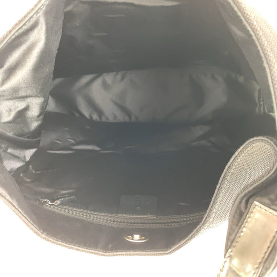 GUCCI Shoulder Bag 001 3297 Canvas, enamel Black SilverMetal Hobo Women Used Authentic