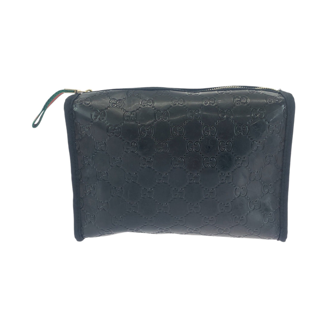 GUCCI Pouch Plastics Black GoldMetal Pouch Novelty Pouch Sherry line Women Used Authentic