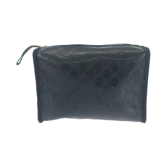 GUCCI Pouch Plastics Black GoldMetal Pouch Novelty Pouch Sherry line Women Used Authentic