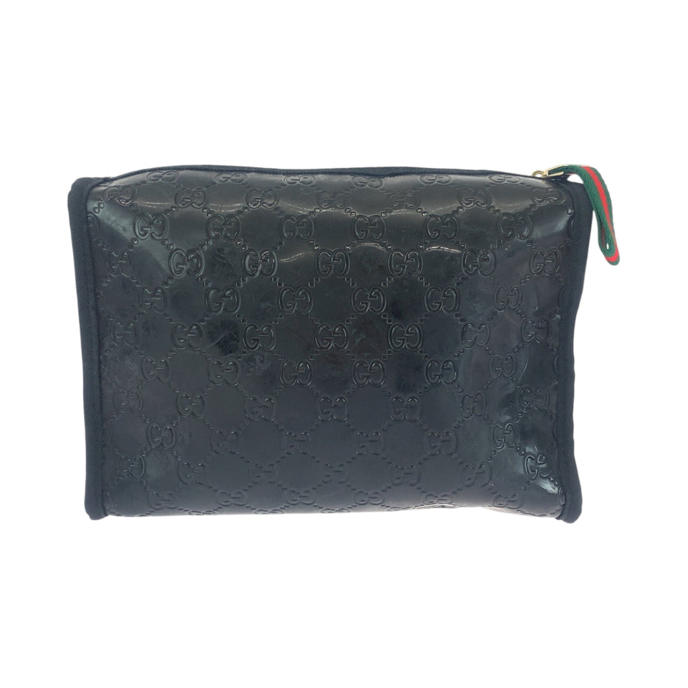 GUCCI Pouch Plastics Black GoldMetal Pouch Novelty Pouch Sherry line Women Used Authentic