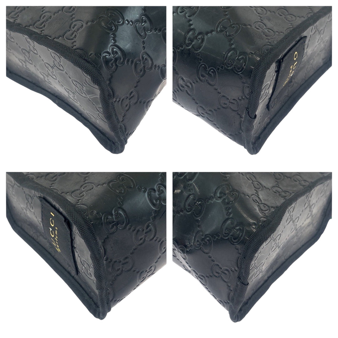 GUCCI Pouch Plastics Black GoldMetal Pouch Novelty Pouch Sherry line Women Used Authentic