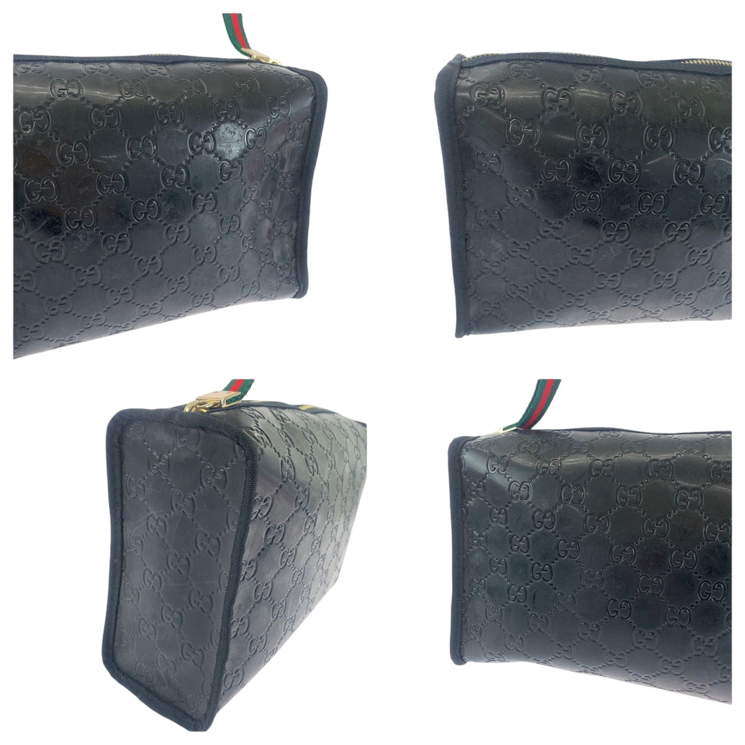 GUCCI Pouch Plastics Black GoldMetal Pouch Novelty Pouch Sherry line Women Used Authentic