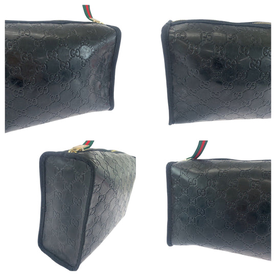 GUCCI Pouch Plastics Black GoldMetal Pouch Novelty Pouch Sherry line Women Used Authentic