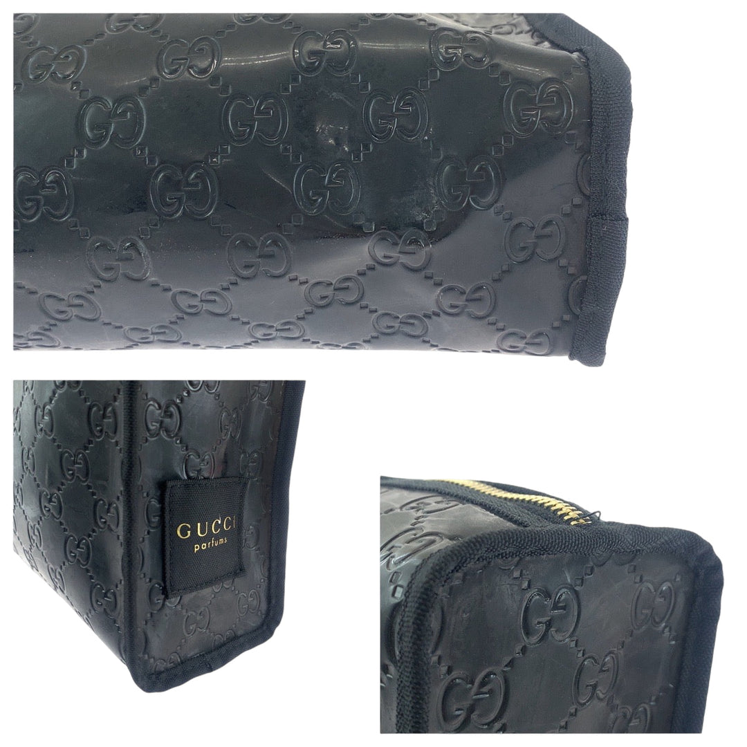 GUCCI Pouch Plastics Black GoldMetal Pouch Novelty Pouch Sherry line Women Used Authentic